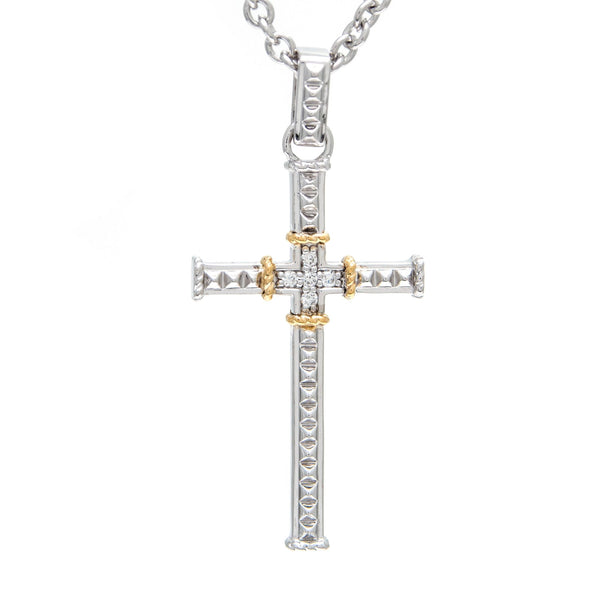 Andrea Candela 18K Silver Diamond Cross Necklace - ICE