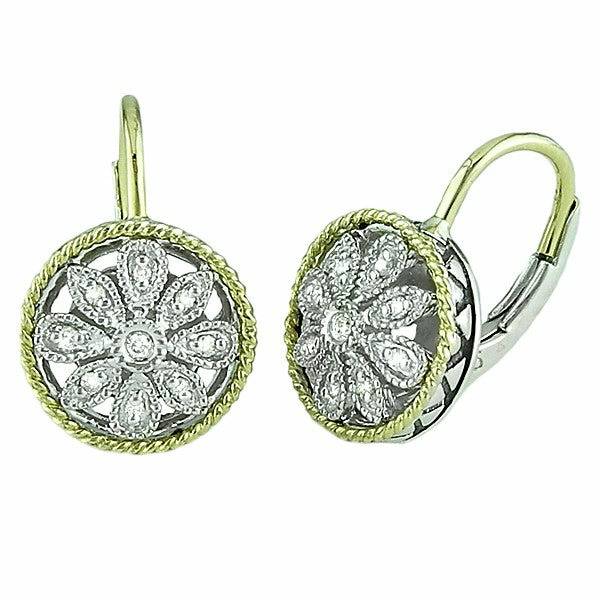 Andrea Candela - Round Antique Flower Diamond Earrings -Andrea II Collection - ICE