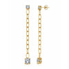 CRISLU Large Link Prong Drop Earrings Finished in 18kt Yellow Gold - ICE