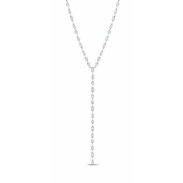 CRISLU Lavish Y-Shaped CZ Necklace Finished in Pure Platinum/18kt Gold/18kt Rose Gold - ICE
