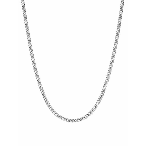CRISLU Mens 18" Matte Curb Chain Necklace Finished in Pure Platinum - ICE