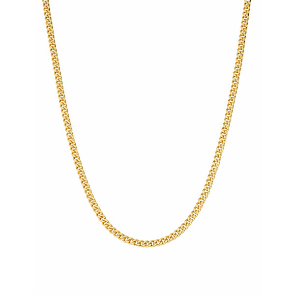 CRISLU Mens 18" Matte Curb Chain Necklace In 18KT Yellow Gold - ICE
