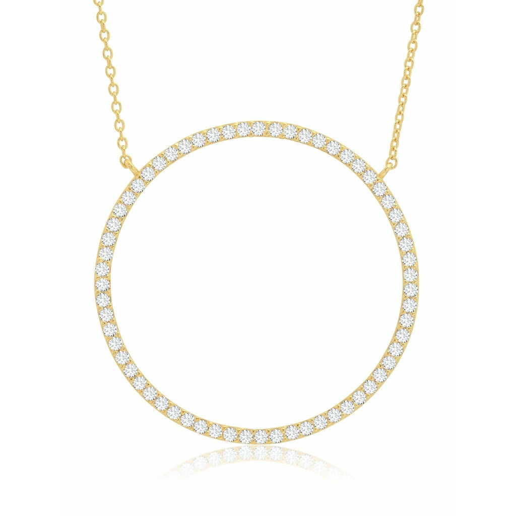 CRISLU Open Pave Circle Necklace In 18kt Yellow Gold - ICE