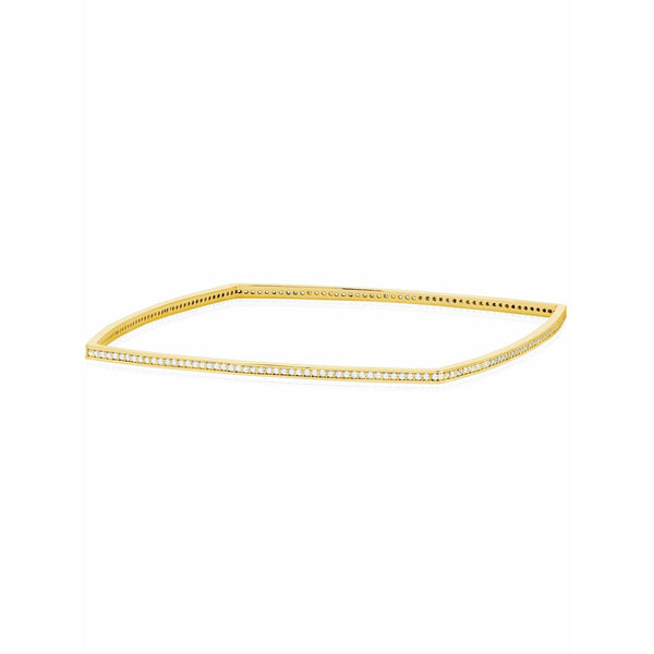 CRISLU Pave Square Bangle In 18kt Yellow Gold - ICE