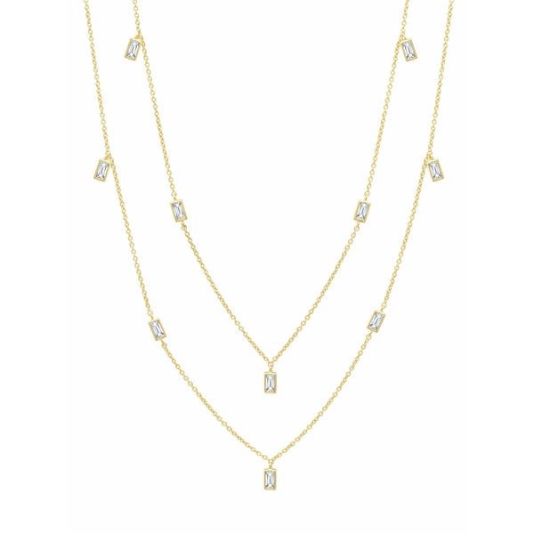 Crislu Prism Baguette 36" Necklace finished in 18KT Gold - ICE