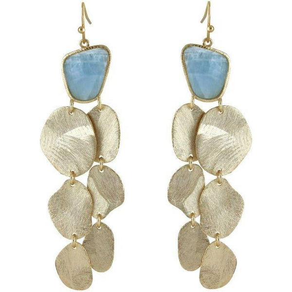 Marcia Moran Heather DIsc Drop Earrings with Aquamarine Stone on Wire - ICE