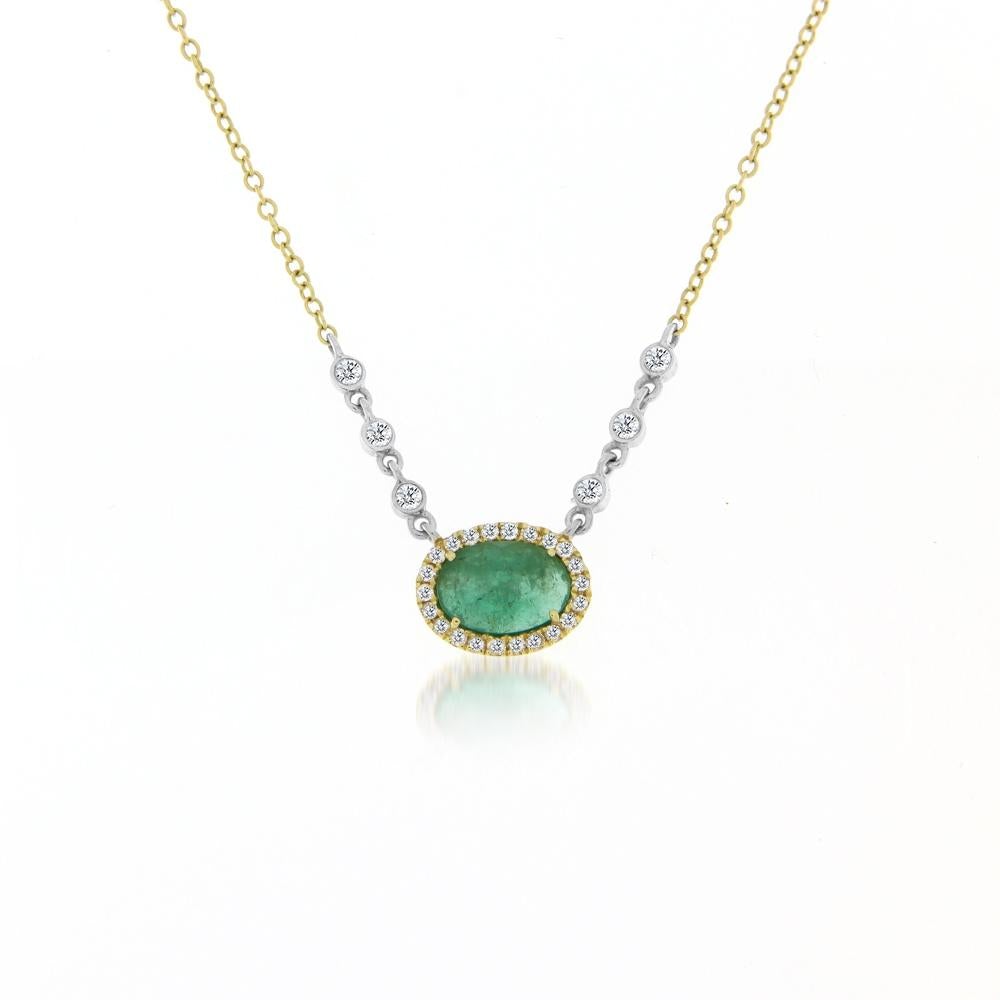 Meira T 14kt Emerald and Diamonds Bezel Necklace - ICE