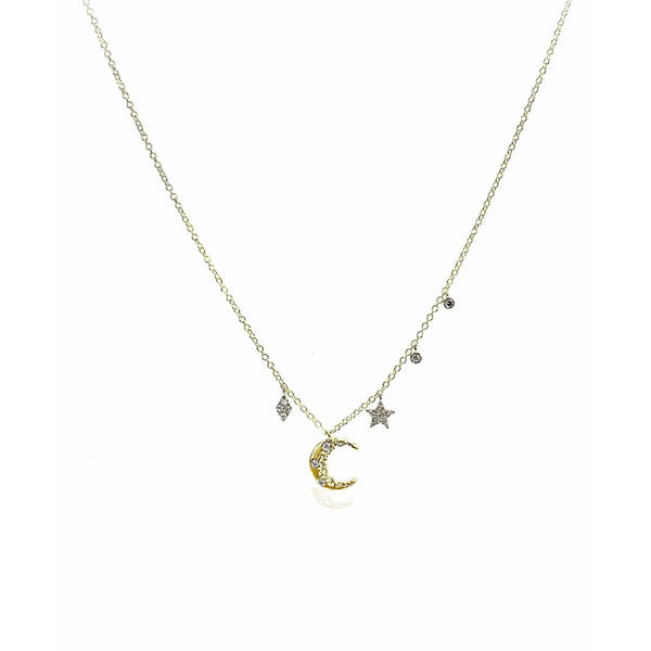 Meira T Celestial Moon & Star Gold Necklace - ICE