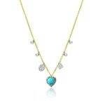 Meira T Delicate Turquoise Tiny Heart with Diamond Charms - ICE
