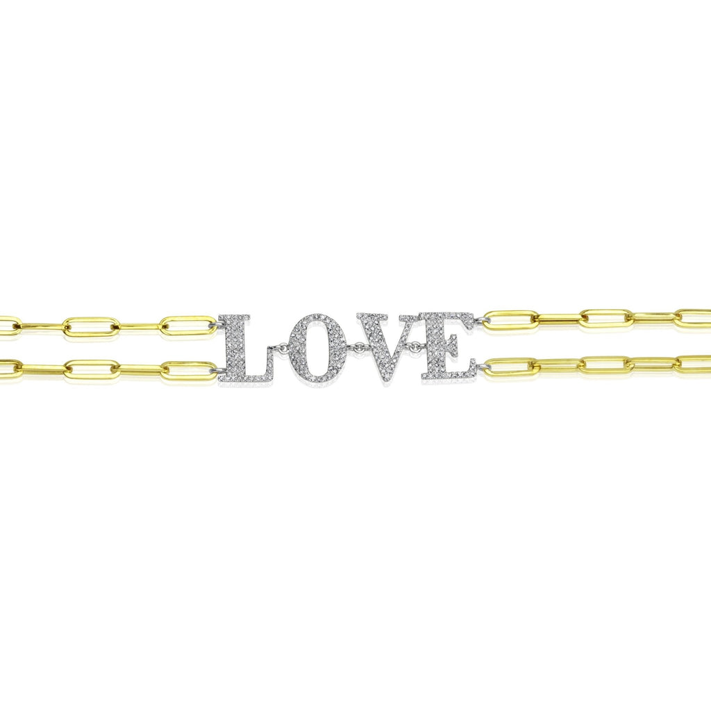 Meira T Diamond Love Paperclip Chain Bracelet - ICE