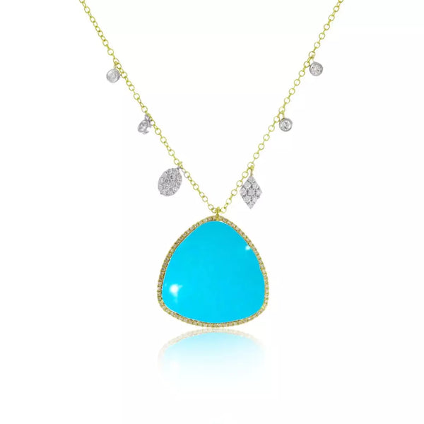 Meira T Turquoise and Diamond Yellow Gold Pendant with Charm Accents - ICE