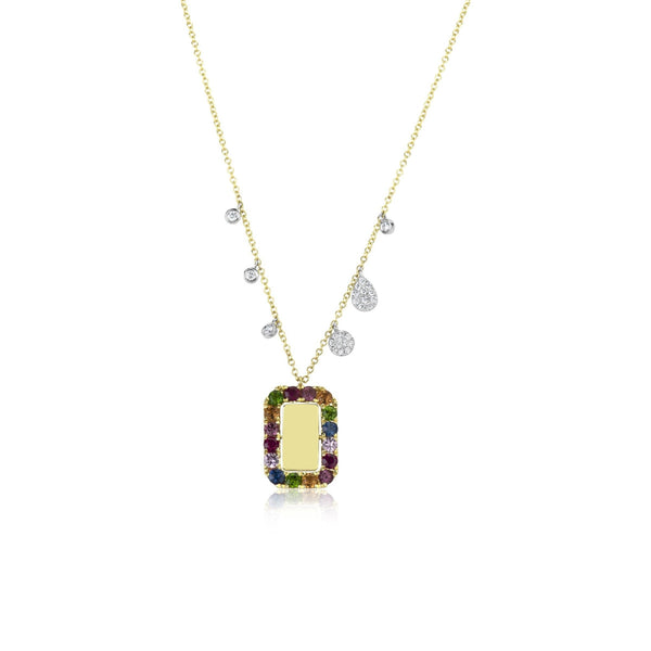 Meira T Yellow Gold Rainbow Square Necklace - ICE