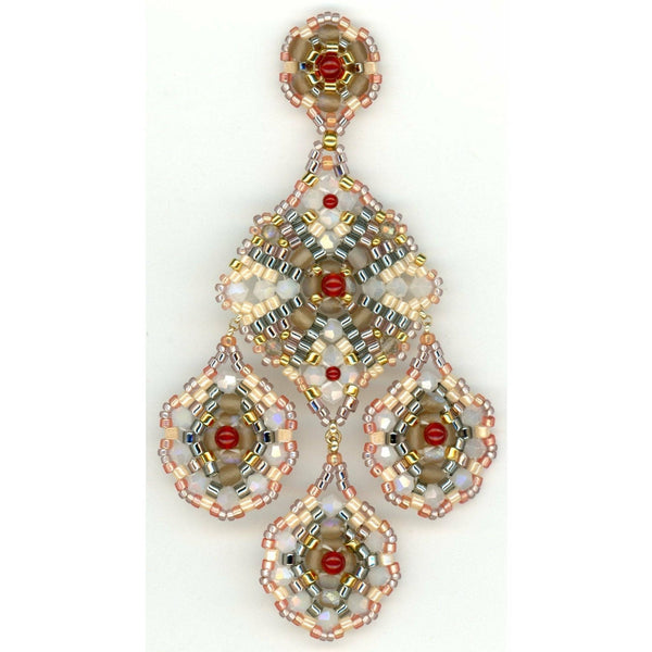 MIGUEL ASES Carnelian Mix 5 Drop Chandelier Large Statement Earring - ICE