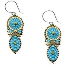 Miguel Ases Small Turquoise & 14k gf Drop Earrings-Larimar Seabreeze Collection - ICE