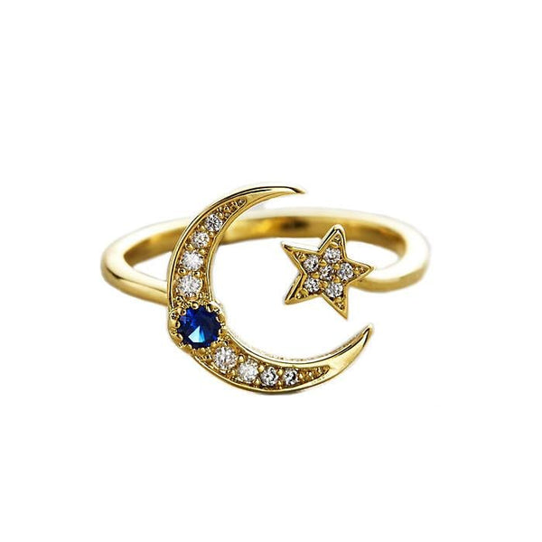 TAI STAR AND MOON ADJUSTABLE RING - ICE