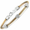 Lau International 3 Diamond Hearts Rose  Gold Cable Bracelet