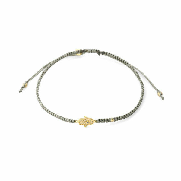  Tai Braided Silk Cord Bracelet with Mini Hamsa