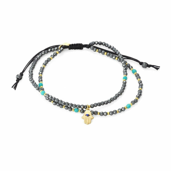 Tai Double Strand Hamsa Charm Bracelet 