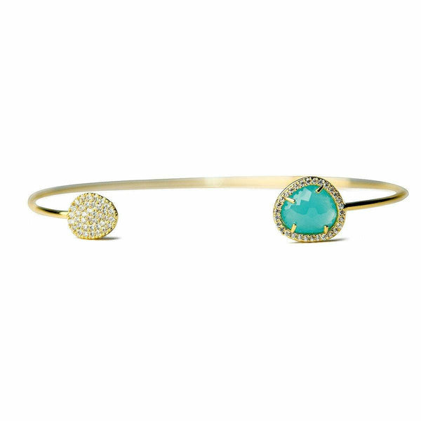 Tai Mint Glass with Pave Cuff Bracelet -Gold 