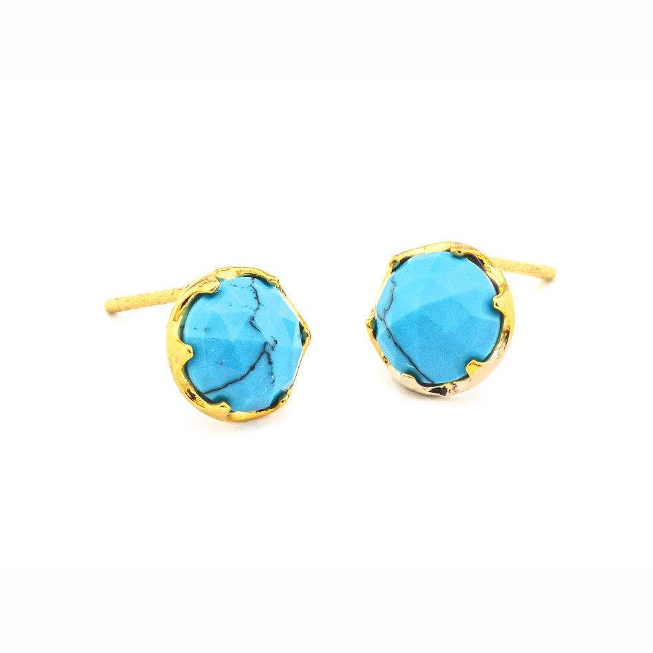 Turquoise Stud Earring- Gold– ICE1