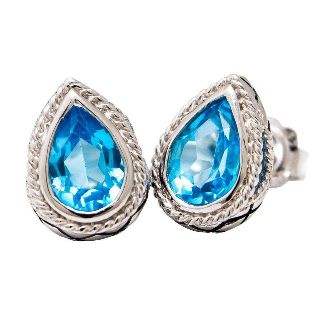 Andrea Candela- Pear Shaped Blue Topaz Earrings - Dulce Baya Collection - ICE