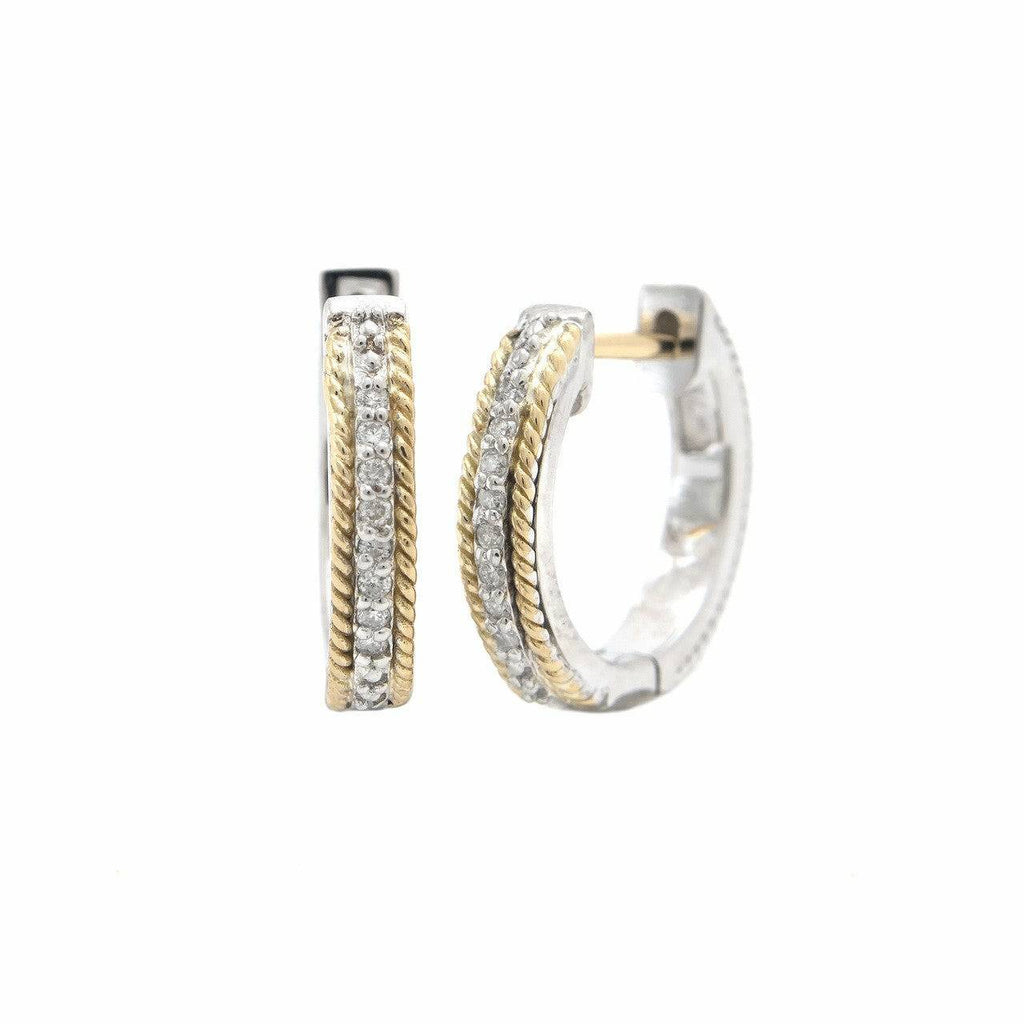 Andrea Candela Sterling Silver Diamond & 18kt YG Hoop Earrings - Mantilla Collection - ICE