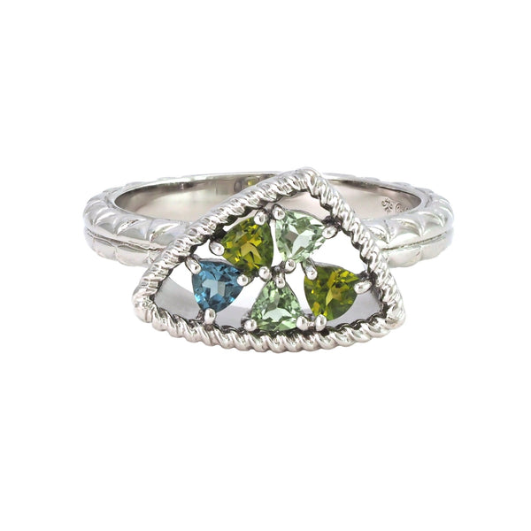 ANDREA CANDELA STERLING SILVER GREEN TOURMALINE RING - Mosaico Collection - ICE