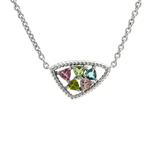 Andrea Candela STERLING SILVER PINK & GREEN TOURMALINE NECKLACE - Mosaico Collection - ICE