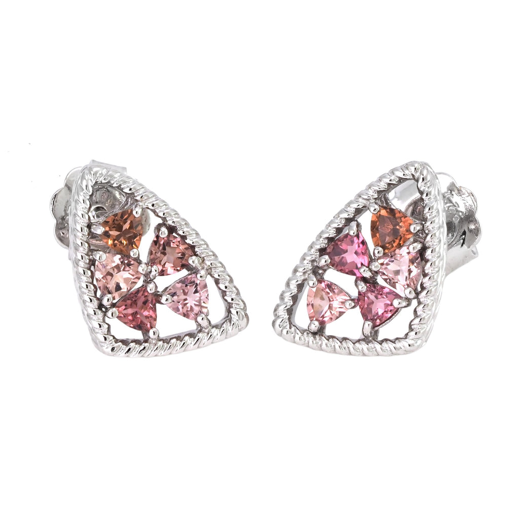 ANDREA CANDELA STERLING SILVER PINK TOURMALINE EARRINGS - Mosaico Collection - ICE