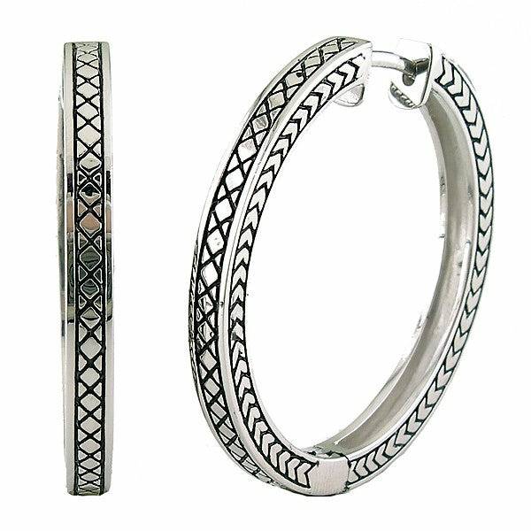 Andrea Candela -Sterling Silver Round Hoop Earrings - Pasion De Plata Collection - ICE