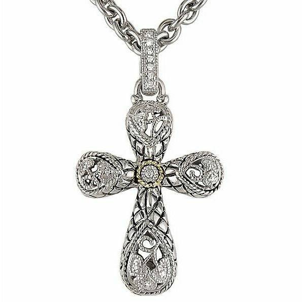 Andrea Candela Two Tone Diamond Cross Necklace -Andrea II - ICE