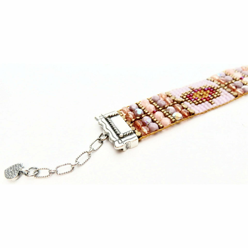 Chili Rose Silver Tip Pink Tiffany Beaded Bracelet - ICE