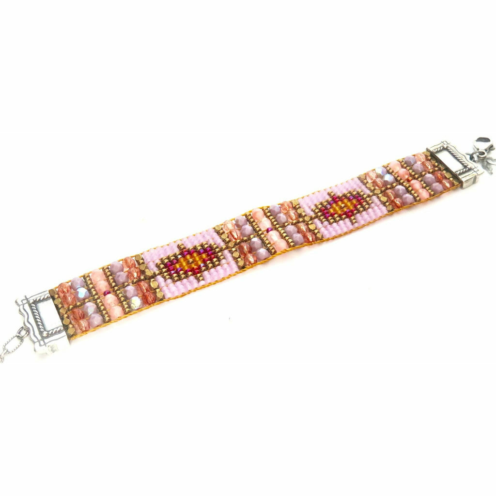 Chili Rose Silver Tip Pink Tiffany Beaded Bracelet - ICE