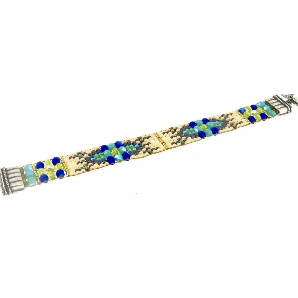 Chili Rose Tiffany Aztec Bracelet - Blue -Green - Ivory - ICE