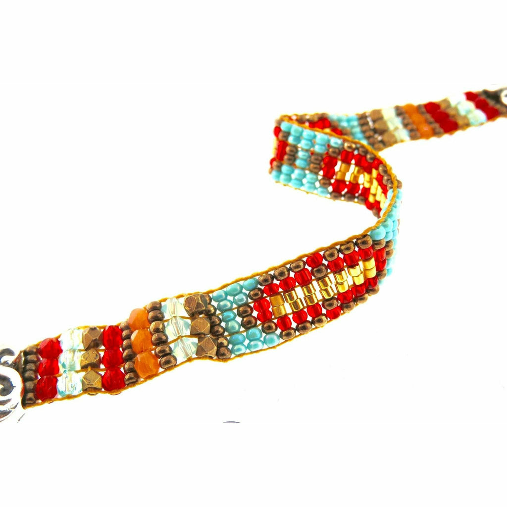 Chili Rose Turquoise and Red Mini Scroll Bracelet - ICE