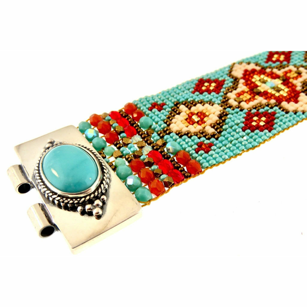 Chili Rose Turquoise Fancy Classic Red Carpet Bracelet - ICE