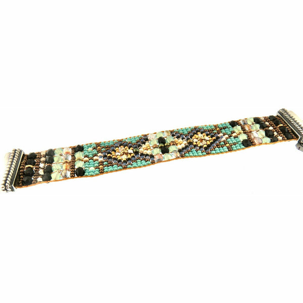 Chili Rose "Turquoise Quilt" Silver TIp Bracelet - ICE