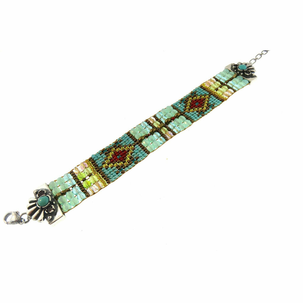 Chili Rose Turquoise Turtles with Turquoise Flower Tip Bracelet - ICE