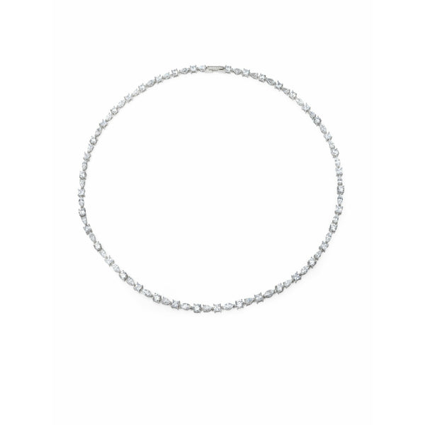 CRISLU .925 Pure Platinum Sterling Finished Multi Shape Tennis Necklace - ICE