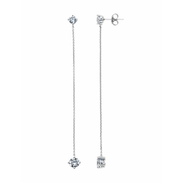 CRISLU Chain Prong Set Linear Earrings Finished in Pure Platinum - ICE