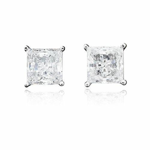 Crislu Classic Cubic Zirconia SS Platinum Princess Claw Studs Earrings - 3.00 cttw - ICE