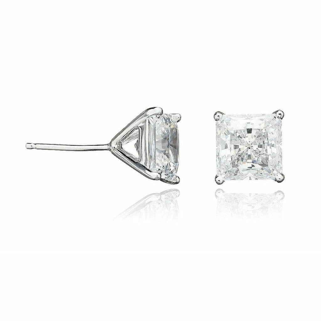 Crislu Classic Princess CZ 4.0 cttw Sterling Silver Platinum Studs Earrings - ICE