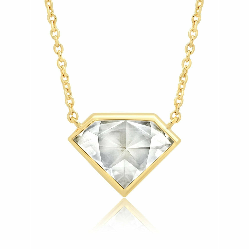 CRISLU Classic Rosecut Diamond shape 16"+2" Adjustable Necklace In 18kt Yellow Gold - ICE