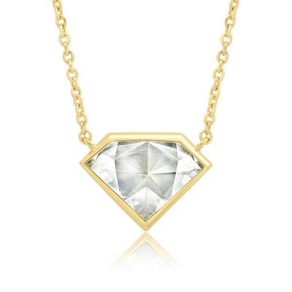 CRISLU Classic Rosecut Diamond shape 16"+2" Adjustable Necklace In 18kt Yellow Gold - ICE