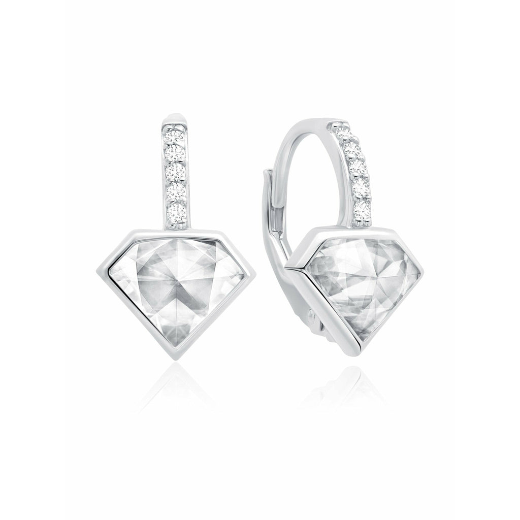 CRISLU Classic Rosecut Diamond shape Leverback Drop Earrings Finished in 18kt Rose Gold - ICE