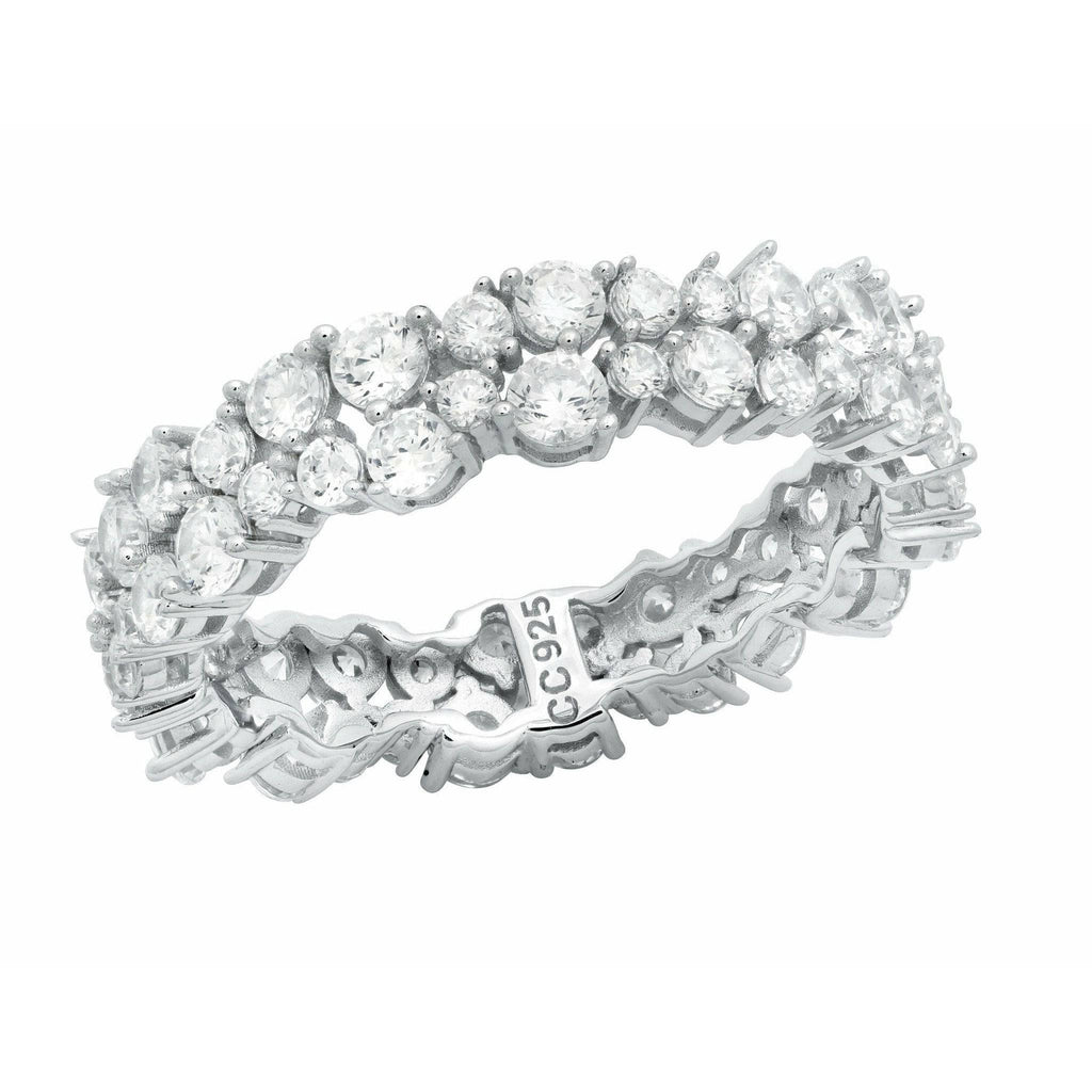 CRISLU Cluster Small Eternity Ring Finished in Pure Platinum - ICE