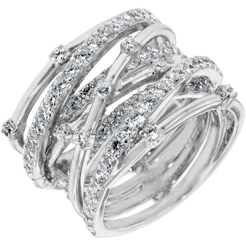 CRISLU CZ Entwined Ring Sterling Silver Platinum - ICE