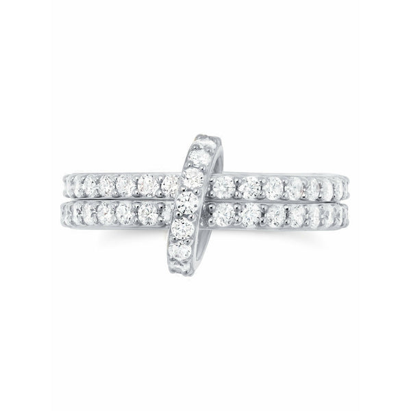 Crislu Double Link Ring Finished in Pure Platinum - 1.70 cttw - ICE