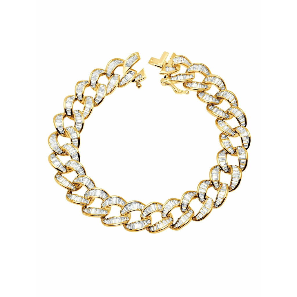 CRISLU Ice'd Bold Chain Bracelet 18k Gold Finish - ICE
