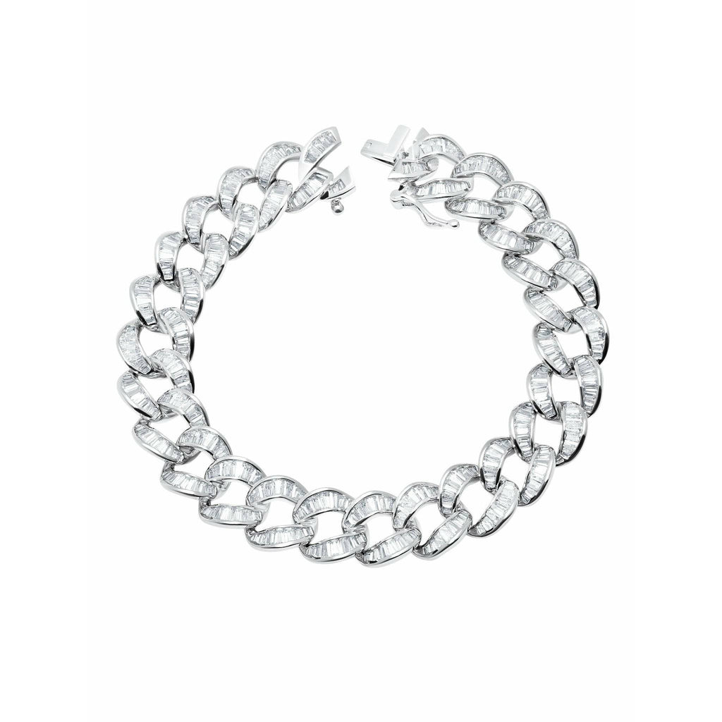 CRISLU Ice'd Bold Chain Bracelet-Sterling Silver Platinum Finish - ICE